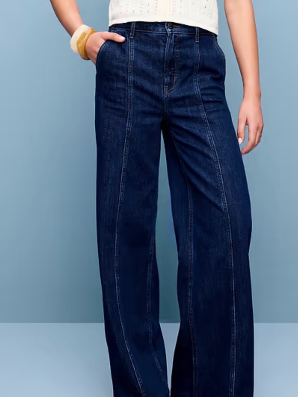 Straight-Leg Jeans in Dark Blue Denim